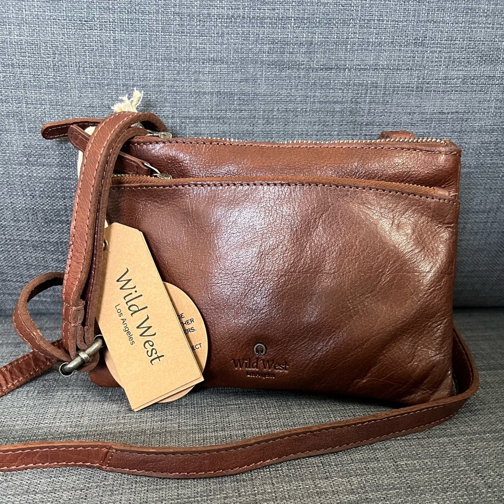 NWT WILD WEST LEATHER CROSSBODY SHOULDER BAG